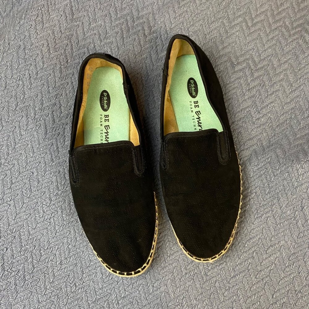Dr. Scholls Womens Black Suede Espadrilles Slip-On Shoes 7.5M Foam Sole Far Out - Picture 3 of 8